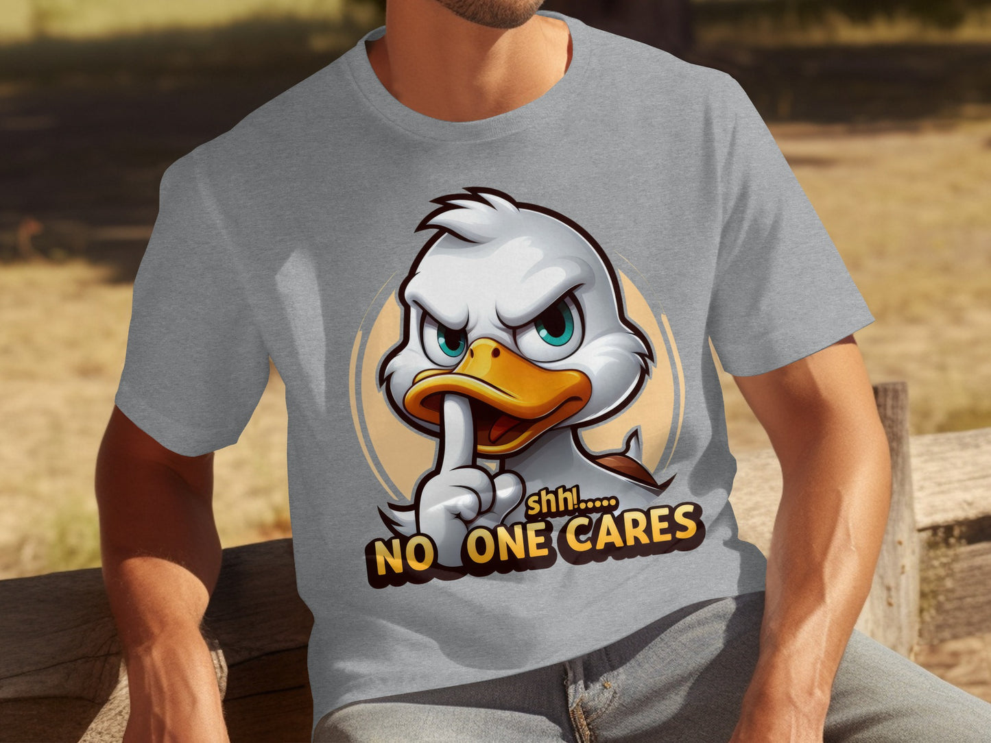 No One Cares Duck Graphic Grey T-Shirt
