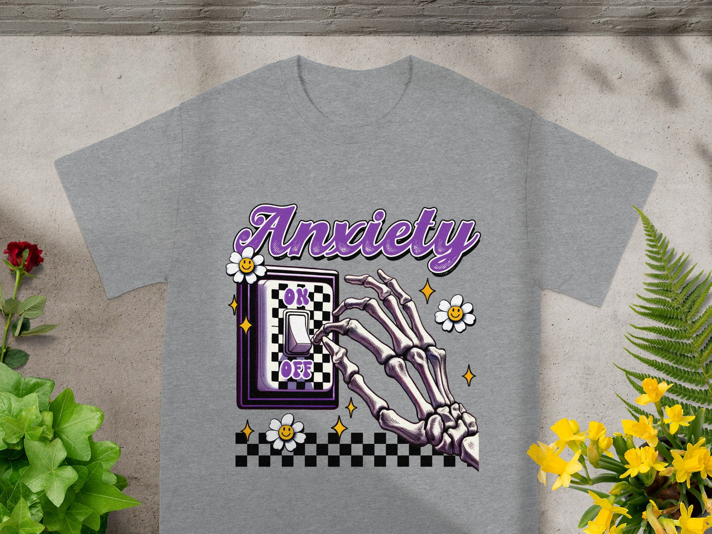 Anxiety On Off Switch Skeleton Hand Graphic Tshirt