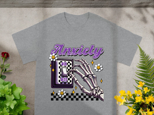 Anxiety On Off Switch Skeleton Hand Graphic Tshirt