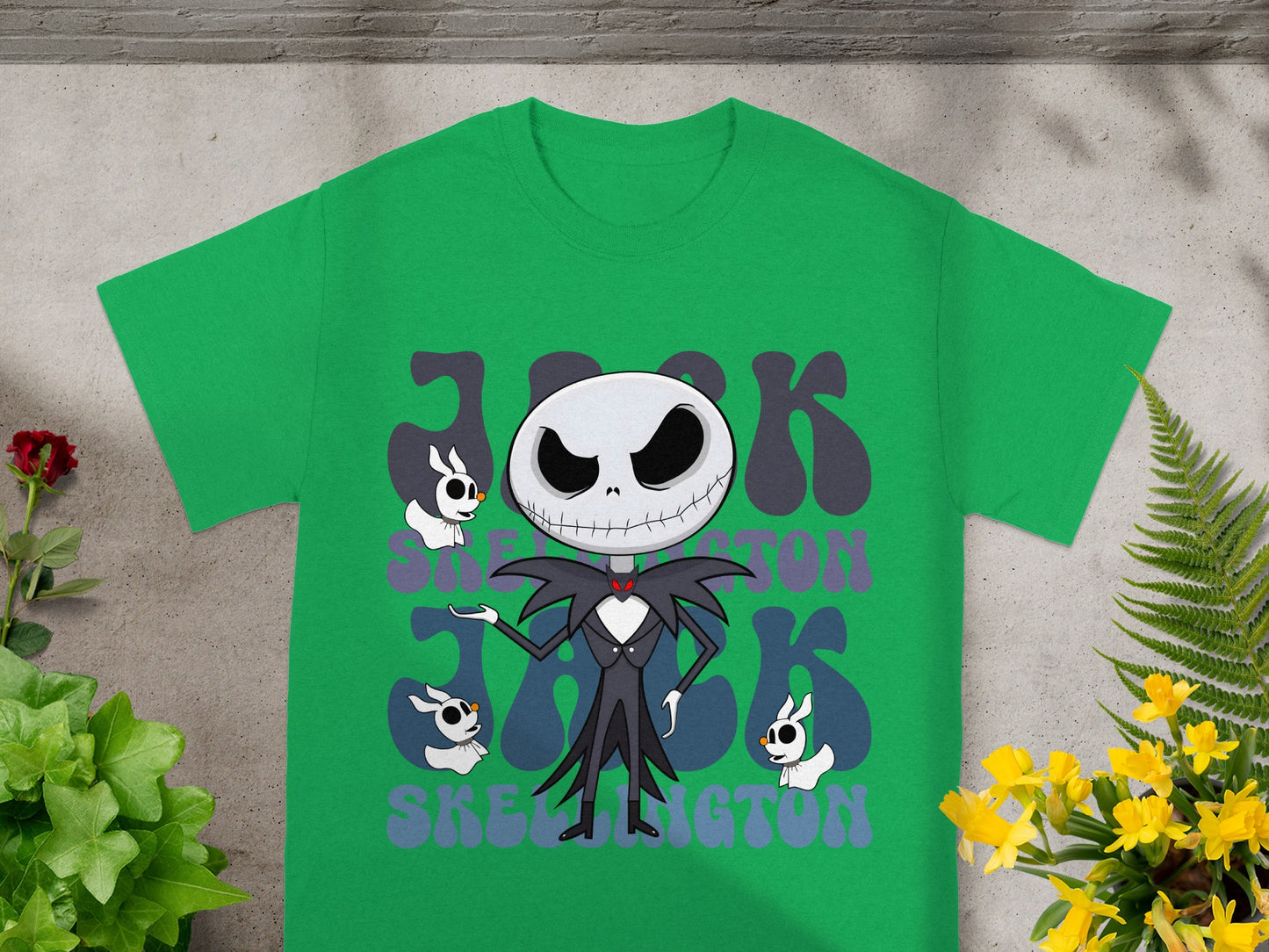 Green t-shirt with Jack Skellington and "Jack Skeleton" text.