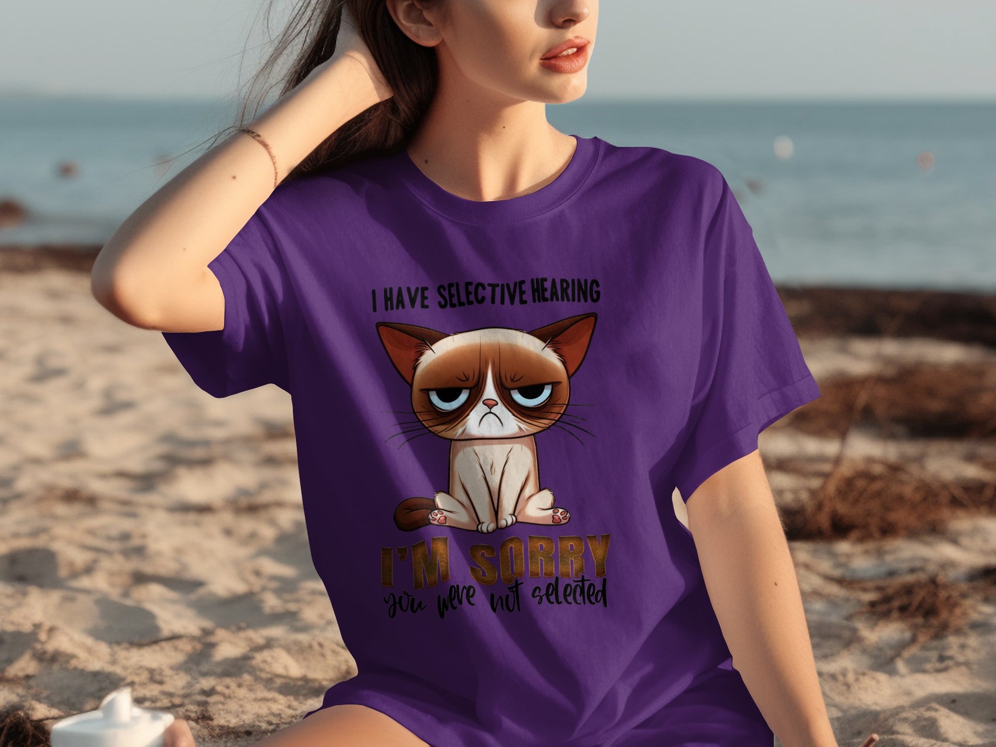 I Have Selective Hearing Grumpy Cat Funny T-Shirt