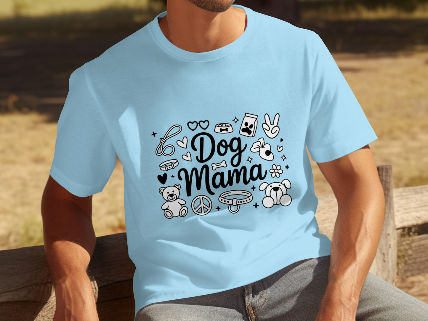 Cute Light Blue Dog Mama Graphic Tee for Pet Owners