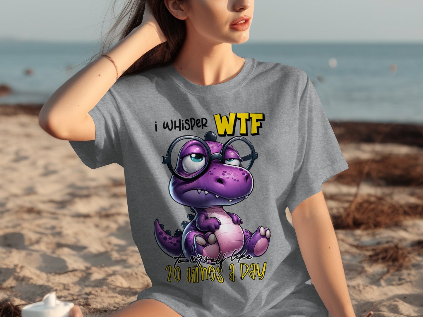 Funny Purple Dinosaur WTF 20 Times A Day T-shirt