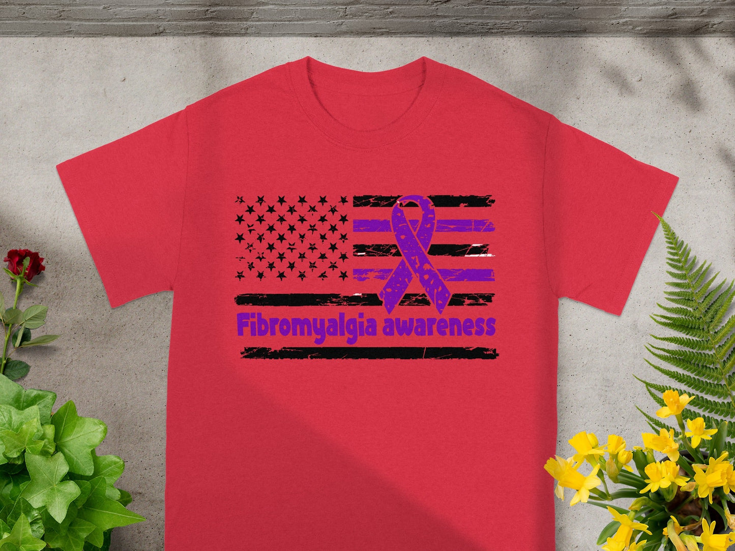 Fibromyalgia Awareness Ribbon and Flag T-shirt