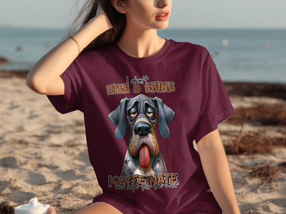 I Don't Rise and Shine I Caffeinate Funny Dog T-shirt