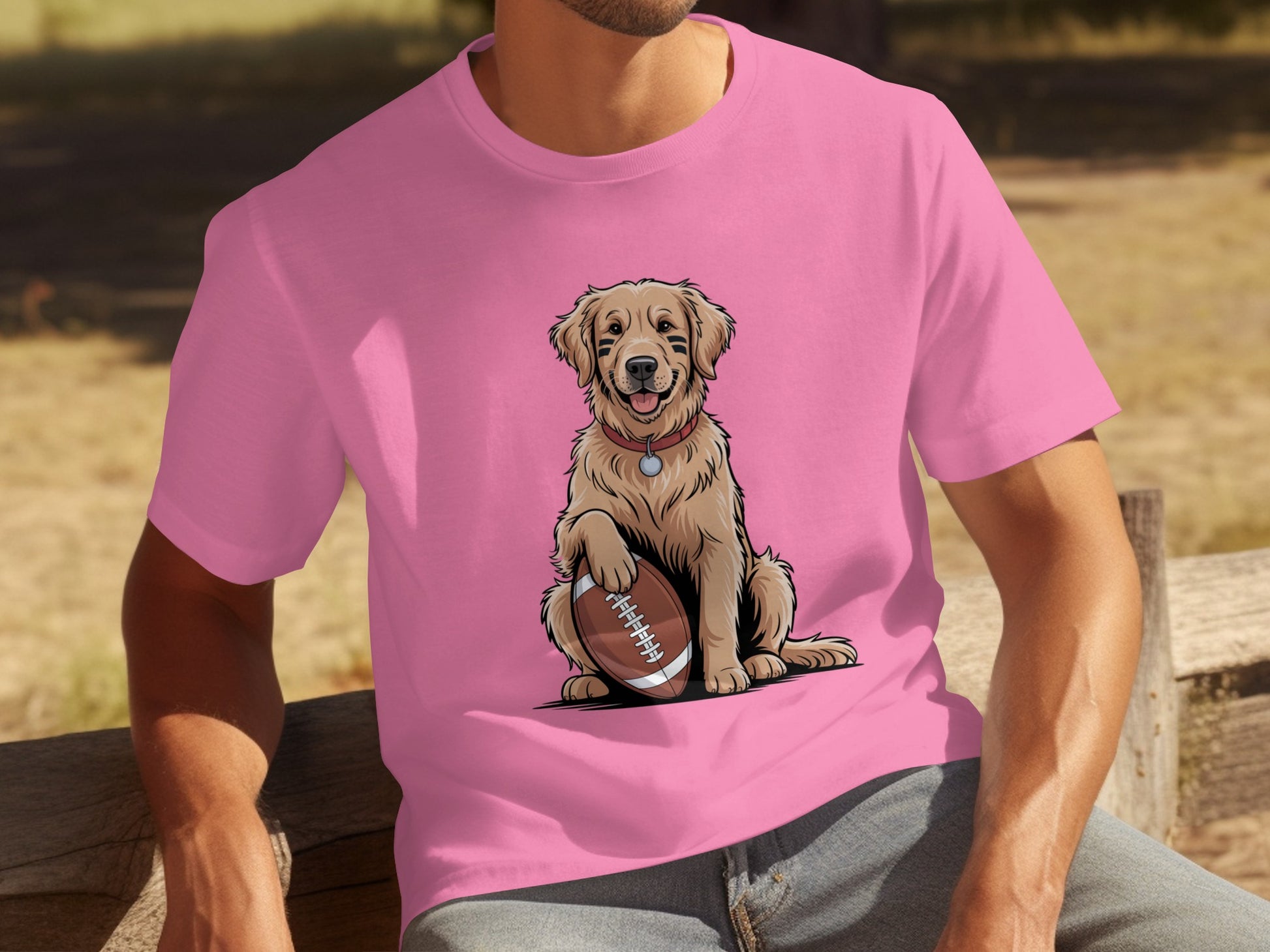Adorable Dog and Football Graphic T-shirt for Pet Lovers