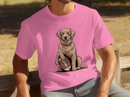 Adorable Dog and Football Graphic T-shirt for Pet Lovers