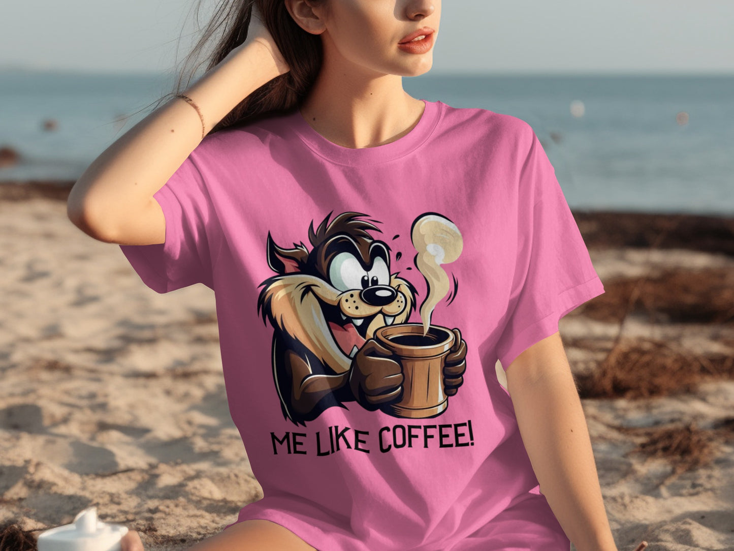Me Like Coffee Funny Cartoon Graphic T-Shirt