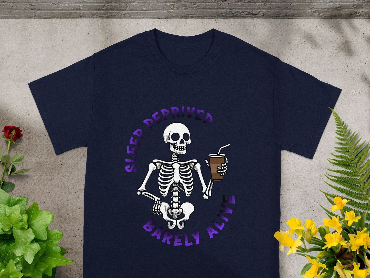 Sleep Deprived Barely Alive Skeleton Graphic Tee