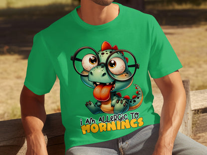 I Am Allergic To Mornings Dinosaur Graphic Shirt