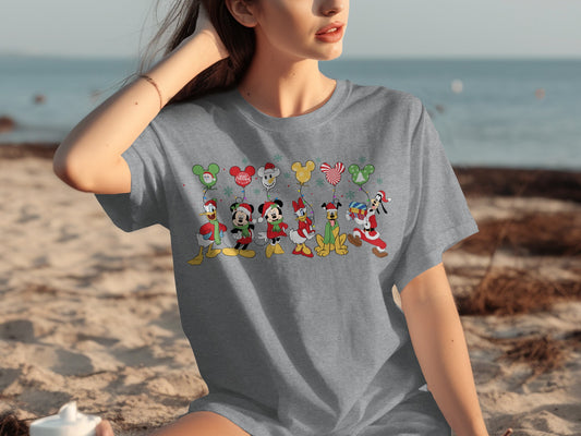 Disney Characters Christmas Theme Graphic T-Shirt