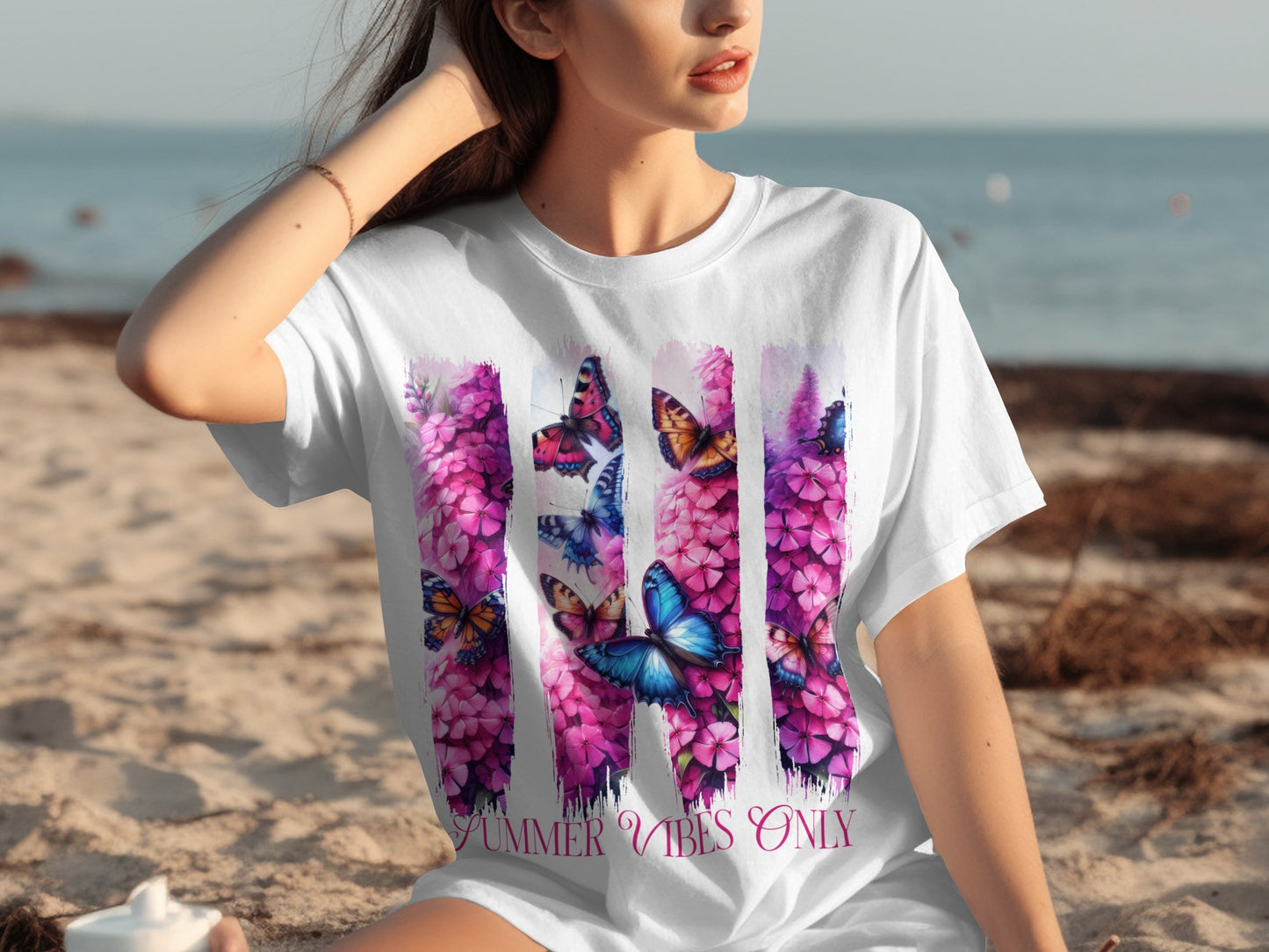 Summer Vibes Only Butterfly and Flowers T-Shirt