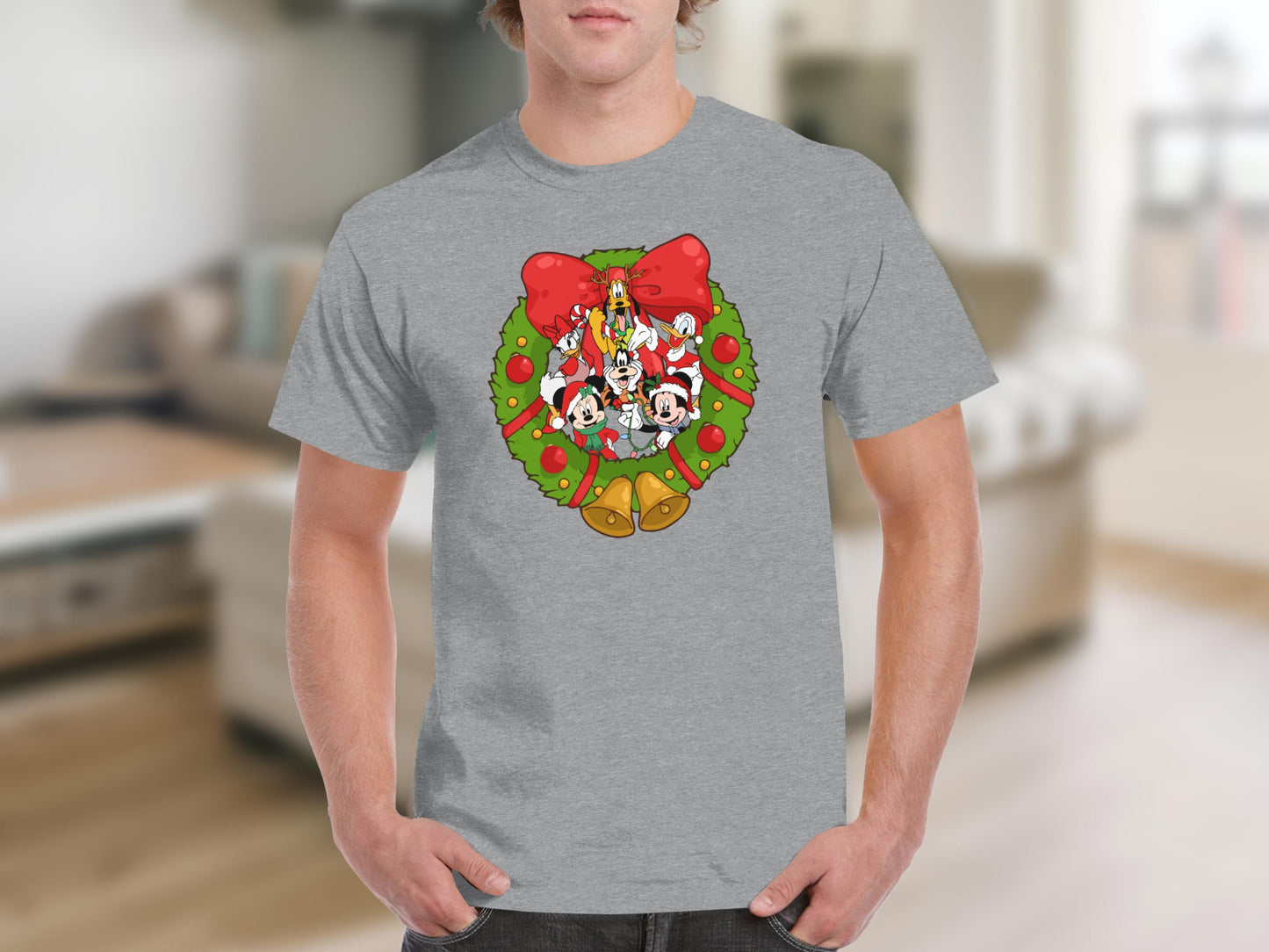 Festive Cartoon Characters Holiday Wreath T-Shirt