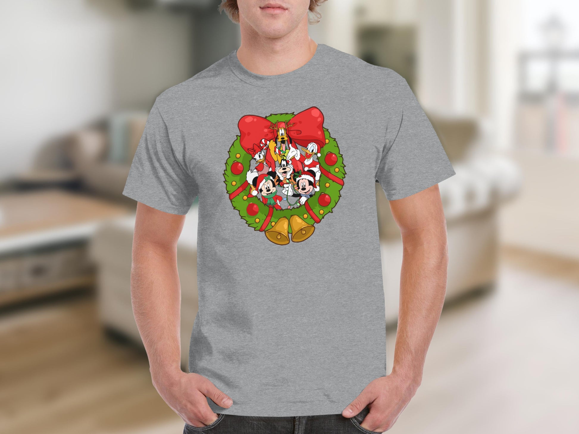 Festive Cartoon Characters Holiday Wreath T-Shirt