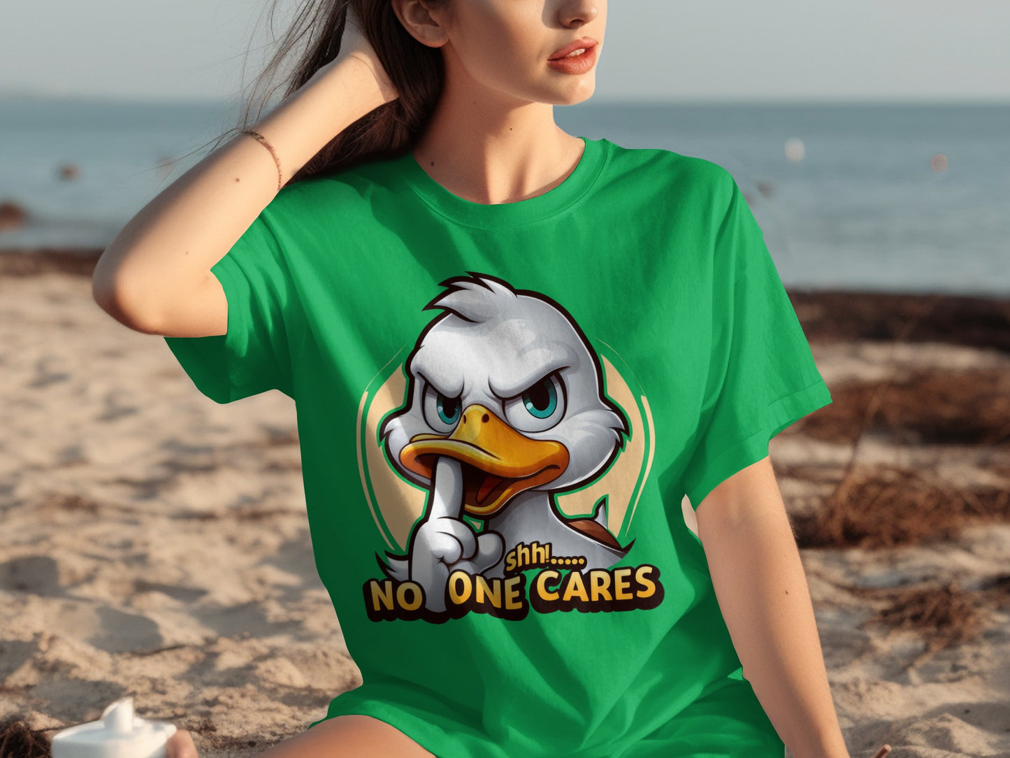 Shhh No One Cares Duck Graphic T-Shirt