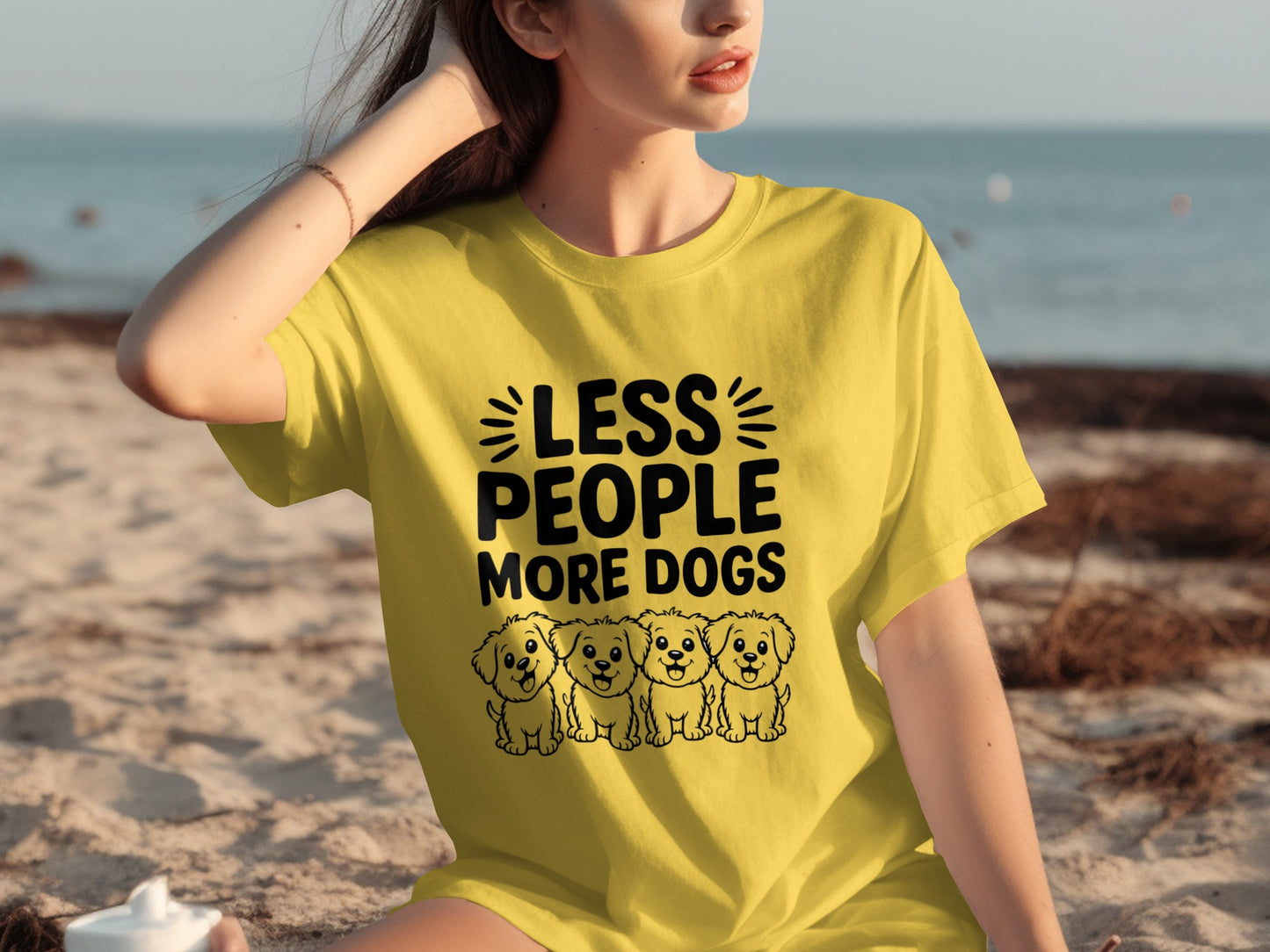 Less People More Dogs Graphic Printed T-Shirt