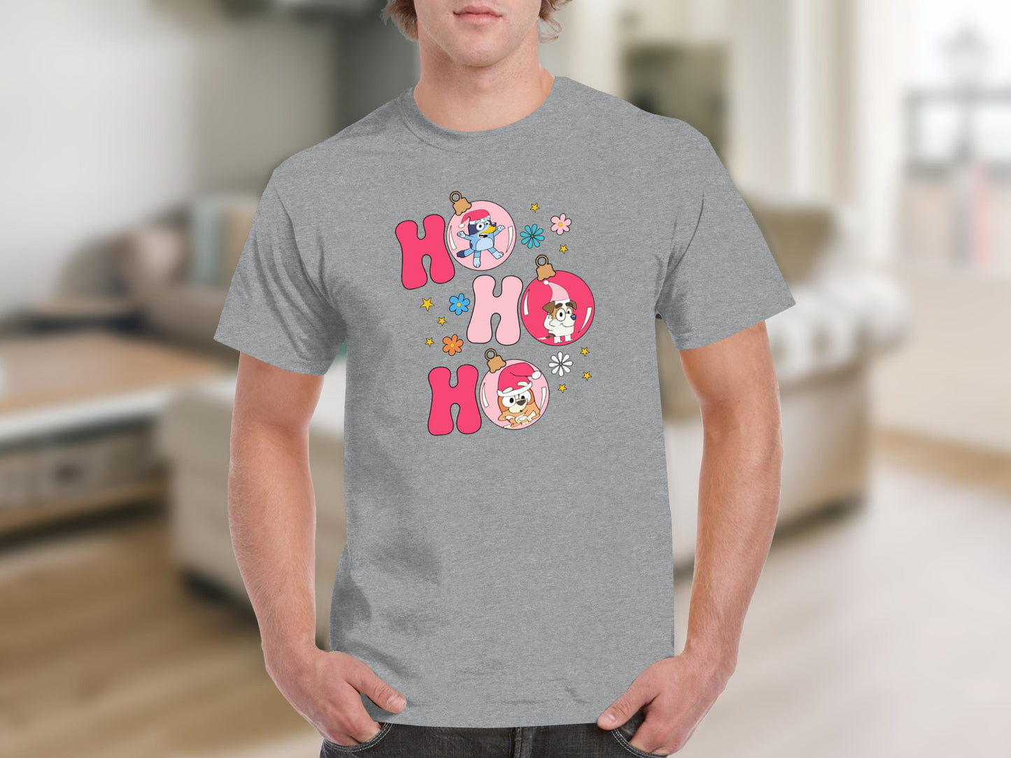 Cute Ho Ho Ho T-Shirt with Festive Cartoon Print