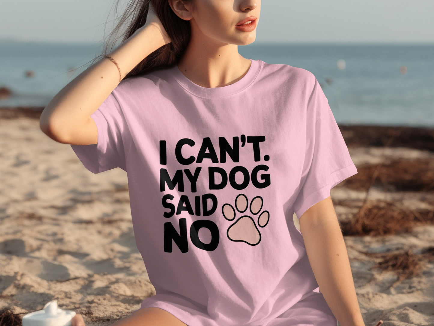 I Can't My Dog Said No Quote T-Shirt Paw Print Design