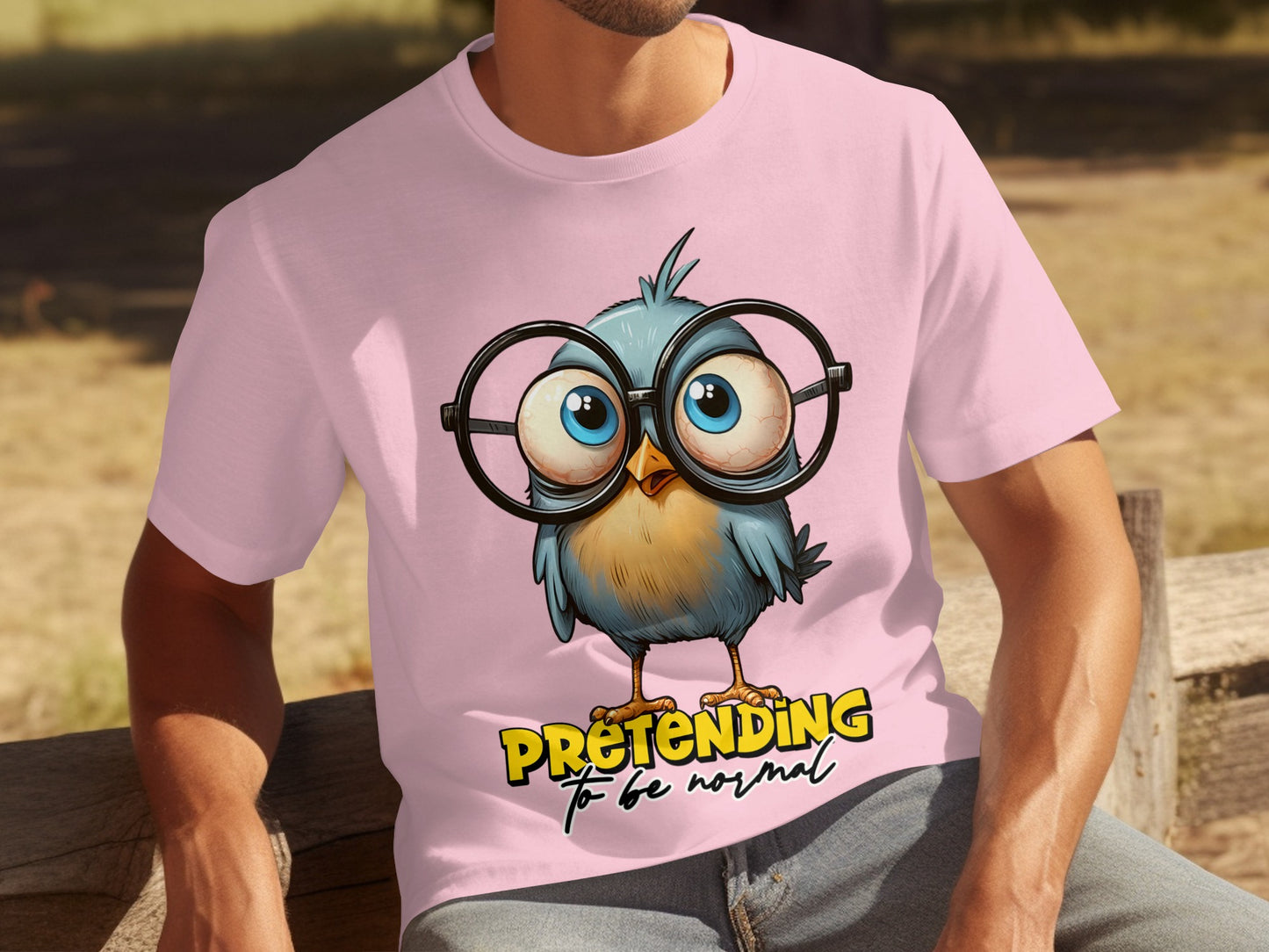 Cute Blue Owl Pretending To Be Normal T-Shirt Product