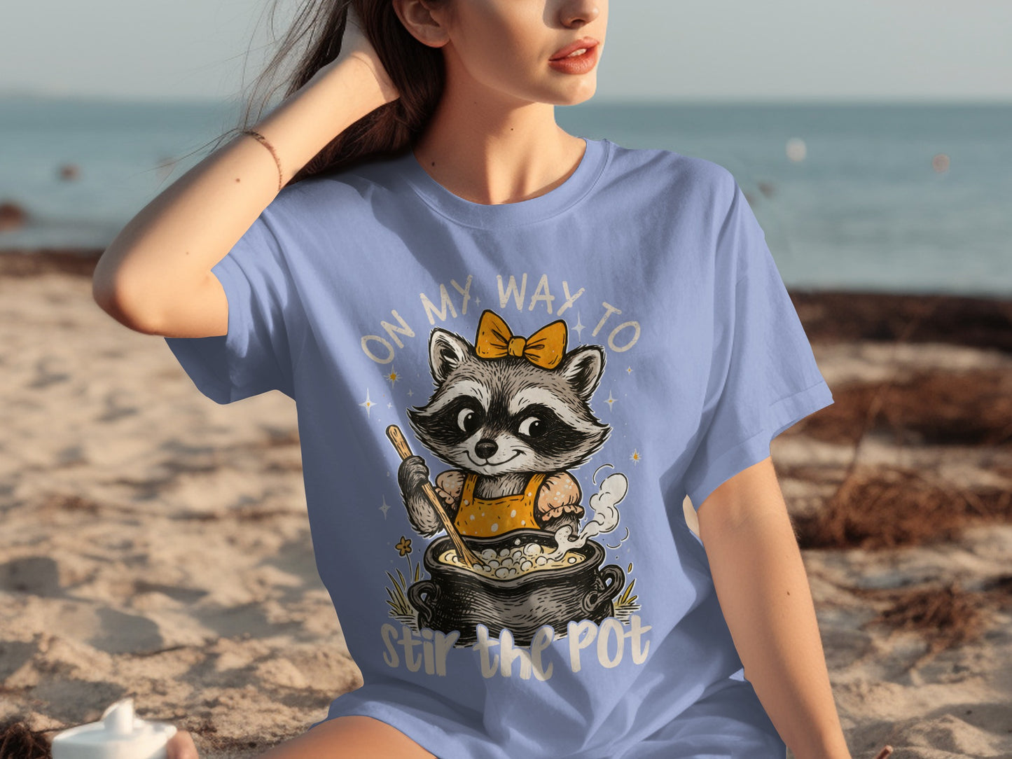 On My Way to Stir the Pot Raccoon Graphic Tee