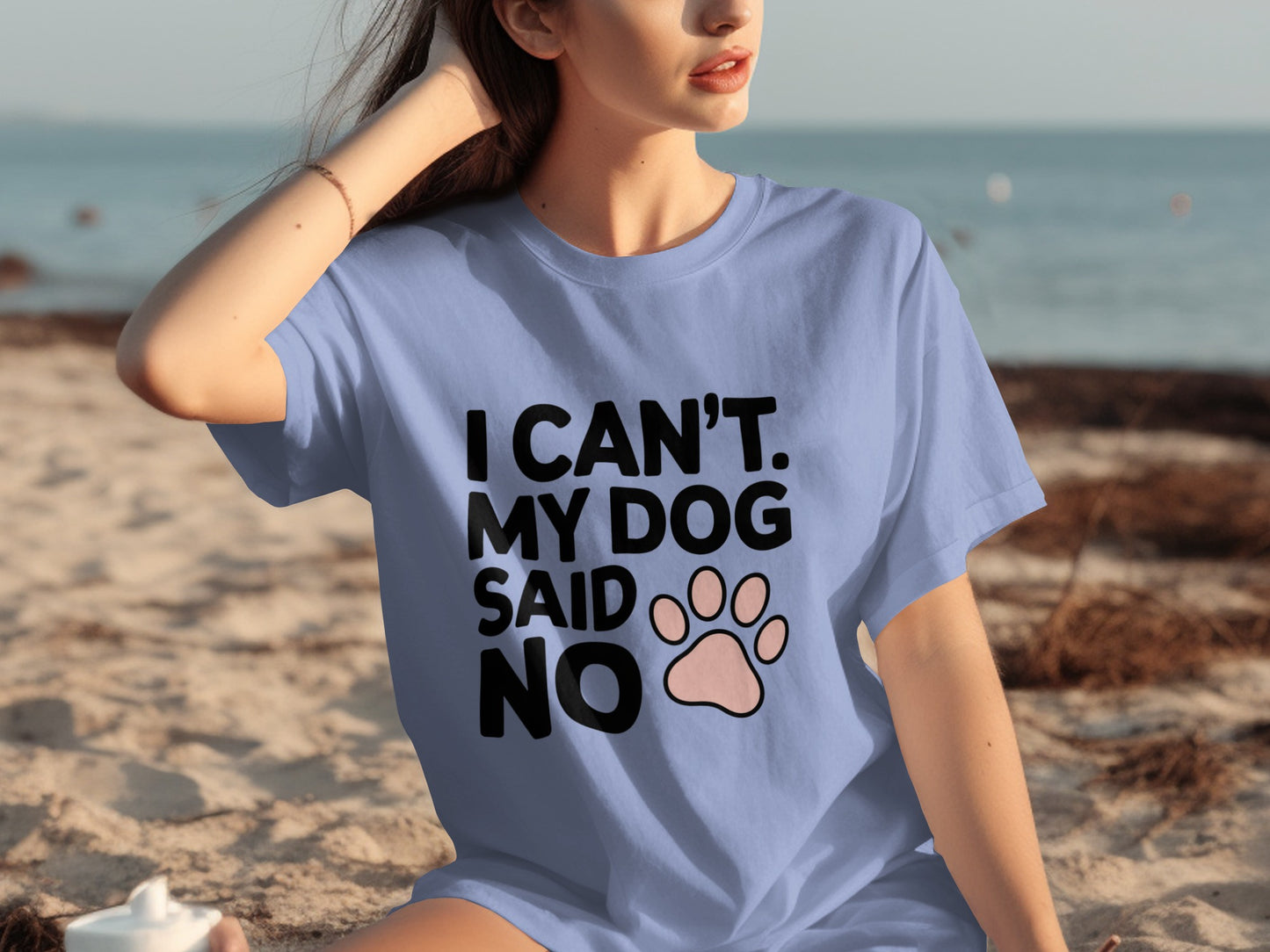 I Can't My Dog Said No Cute Paw Print T-Shirt