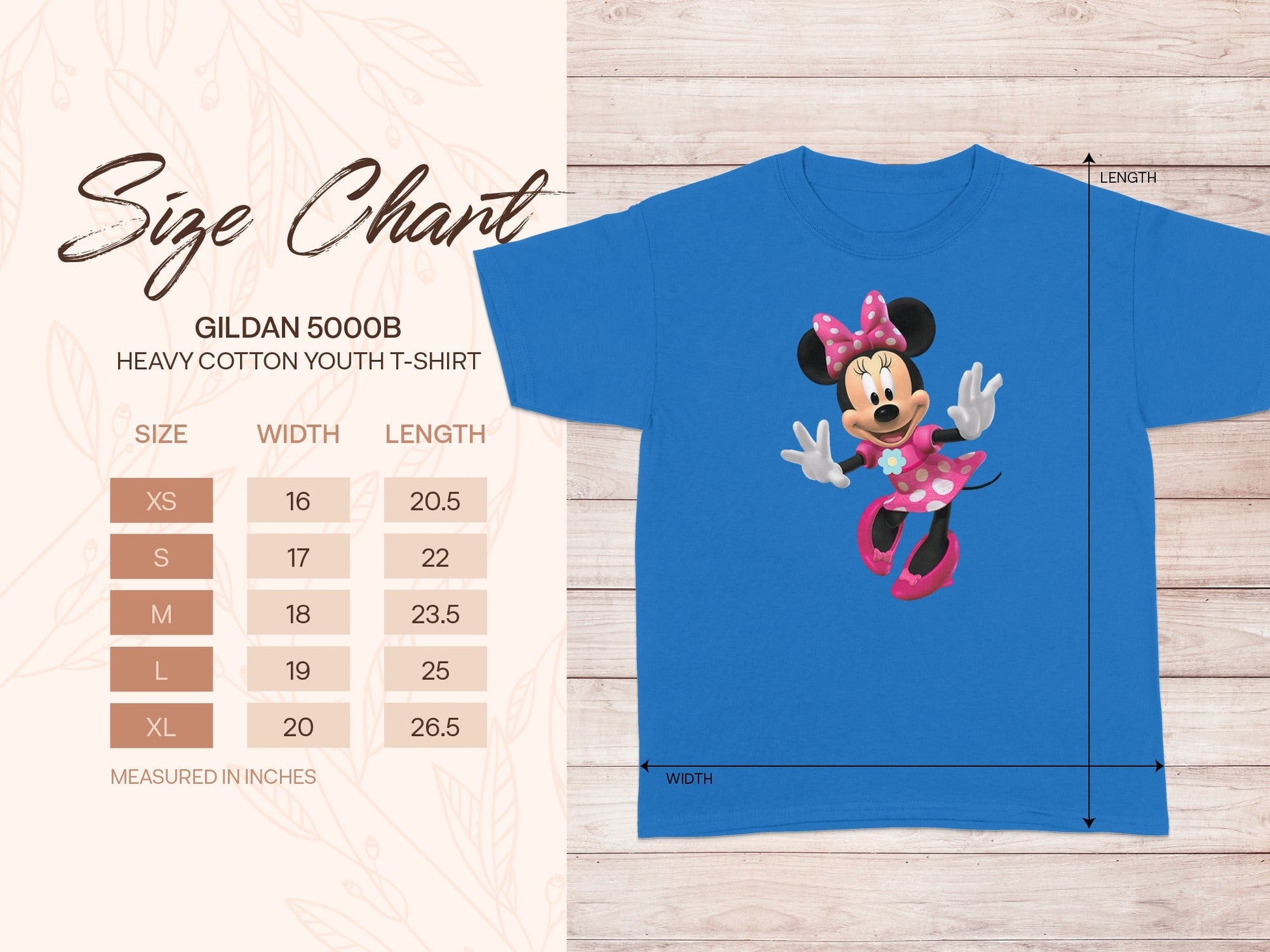 Gildan 5000B Youth T-Shirt Minnie Mouse Size Chart product type
