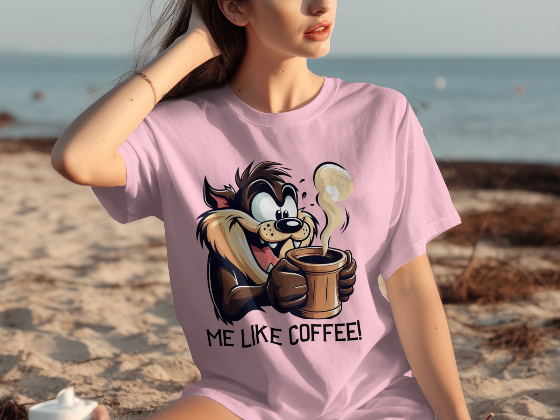 Me Like Coffee Cartoon Graphic Tee for Casual Wear