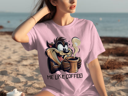Me Like Coffee Cartoon Graphic Tee for Casual Wear