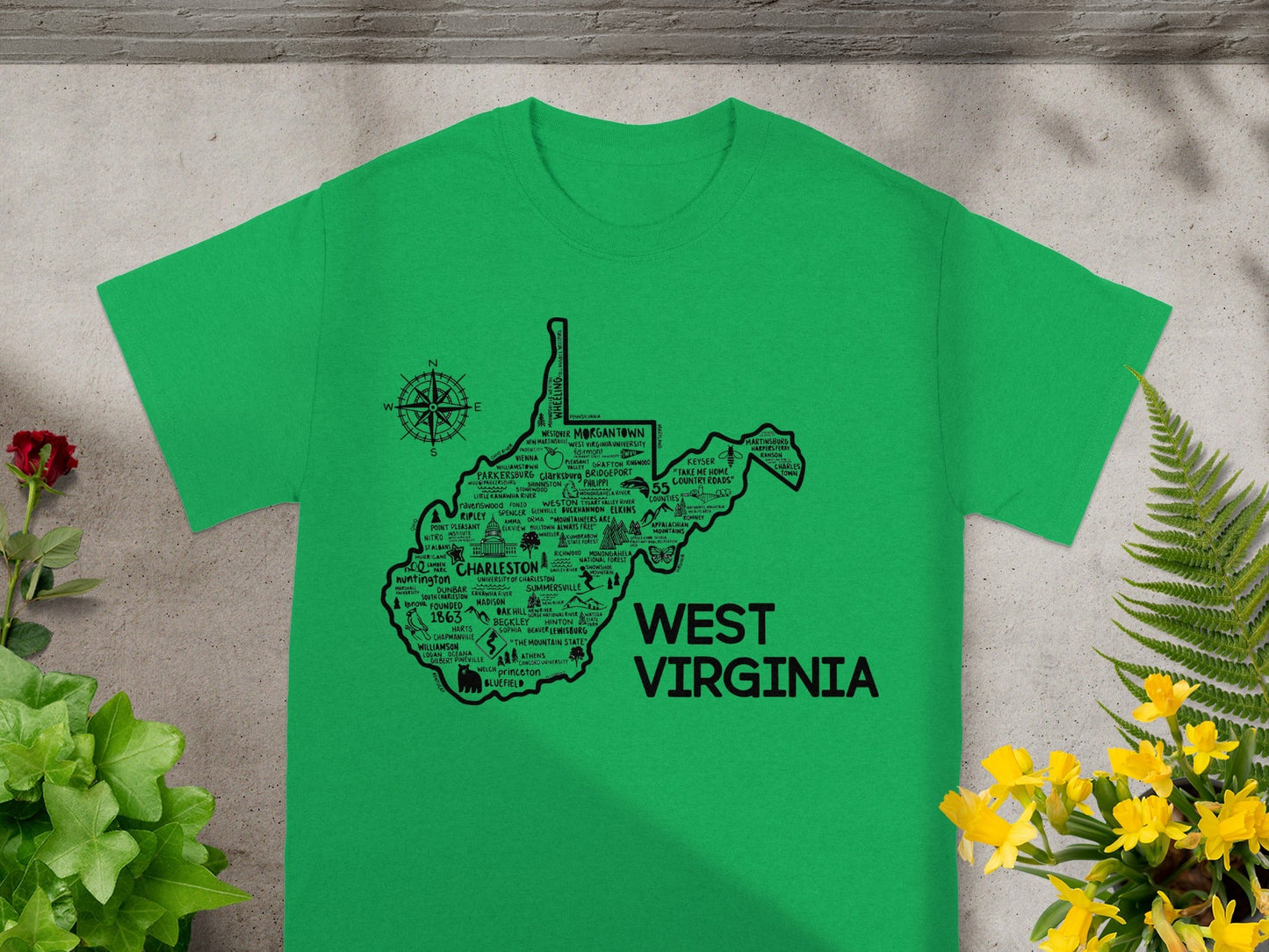 Graphic West Virginia Map Design T-Shirt Product