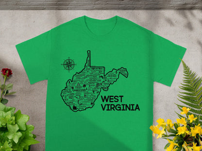 Graphic West Virginia Map Design T-Shirt Product