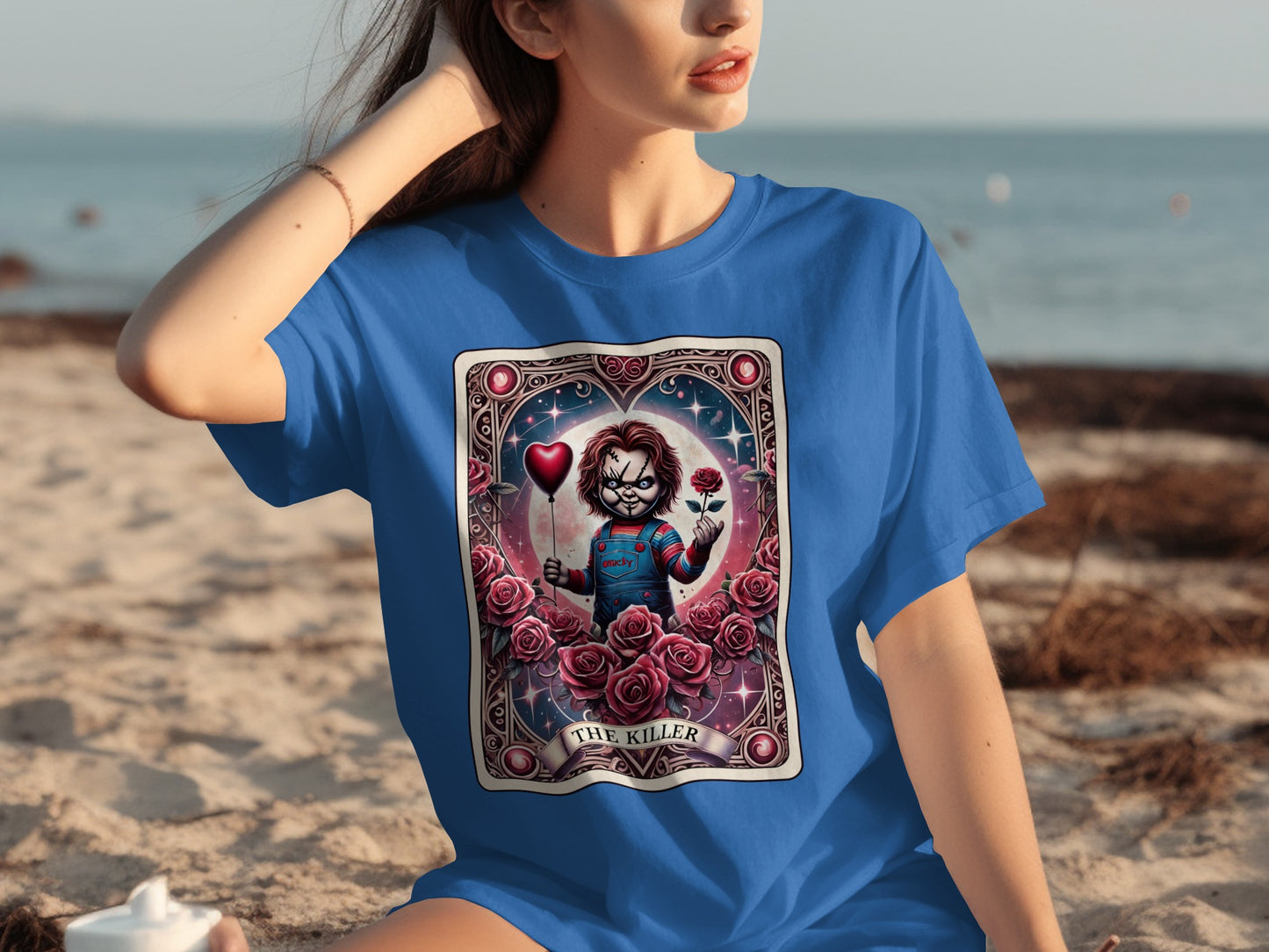 Killer Doll Themed Graphic T-Shirt Perfect Beach Wear