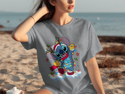 Festive Stitch Holiday Light Graphic T-Shirt