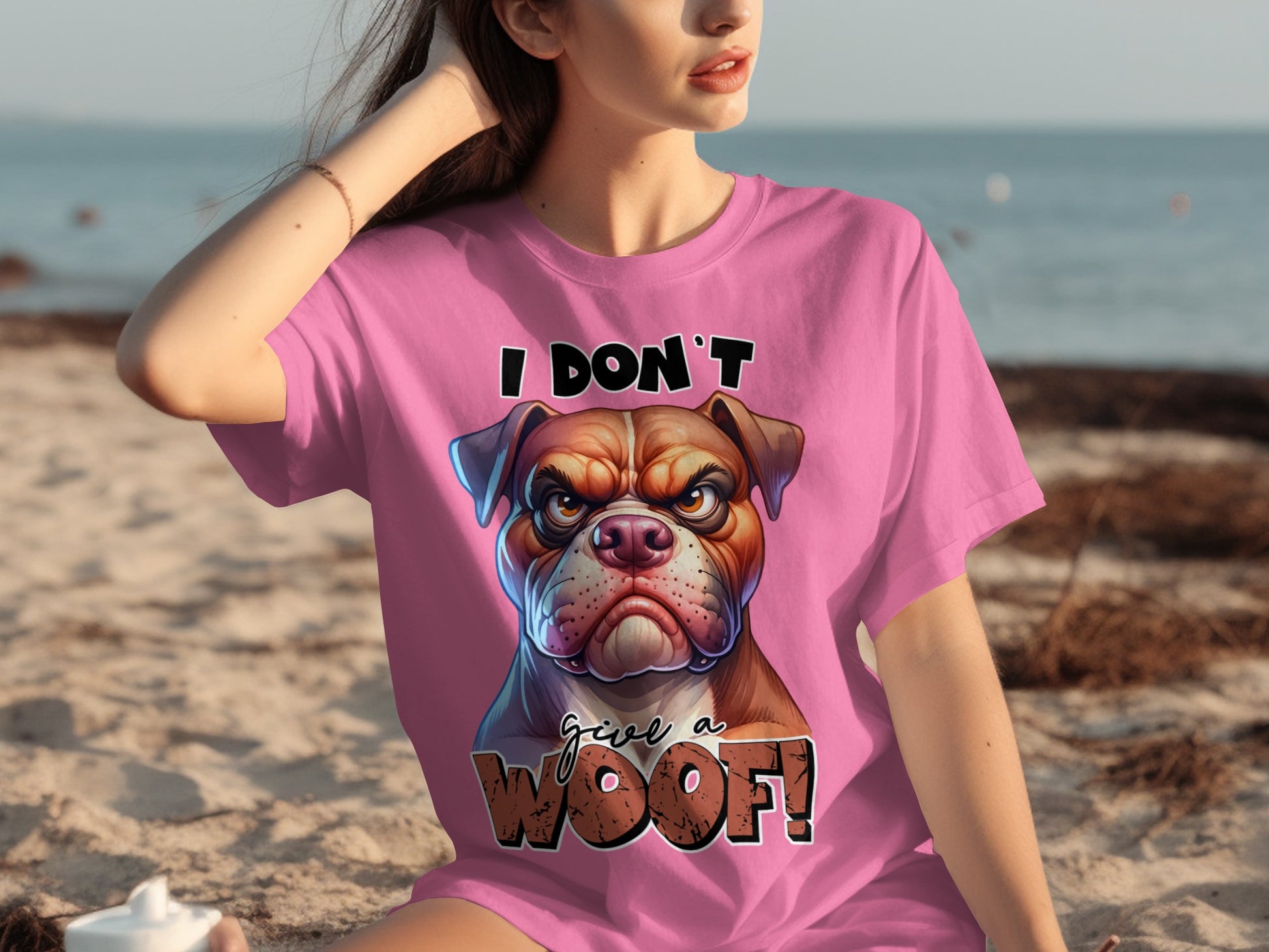 I Don't Give a Woof Angry Dog Graphic T-shirt