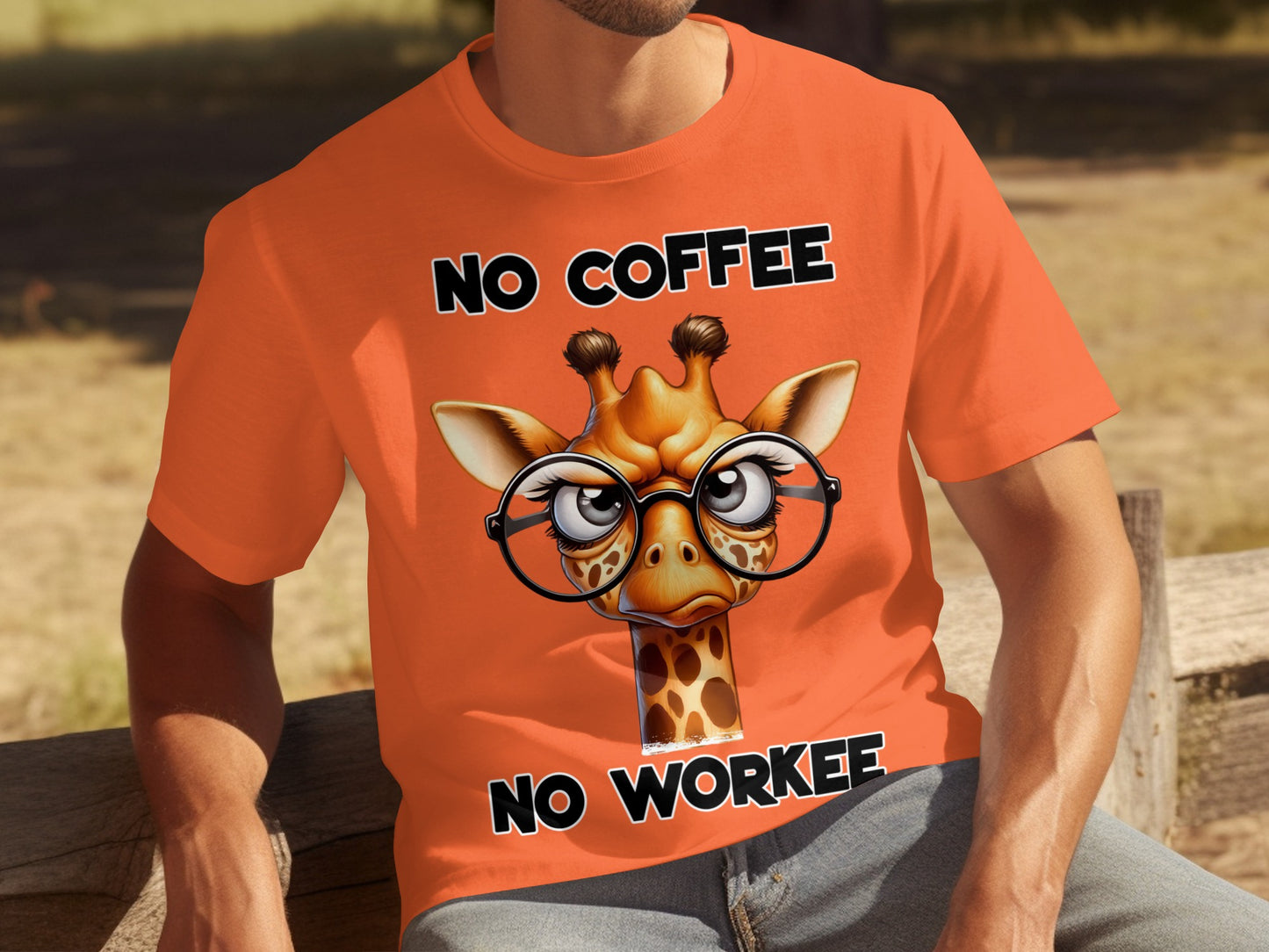 No Coffee No Workee Funny Giraffe T-Shirt