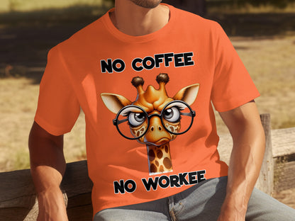 No Coffee No Workee Funny Giraffe T-Shirt