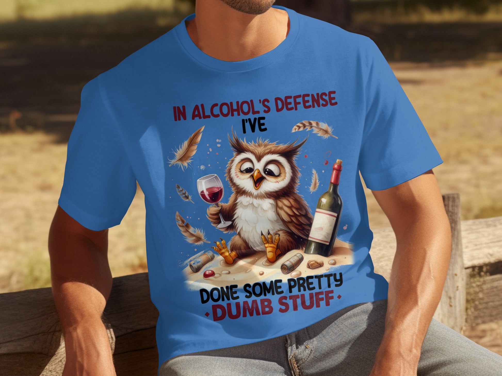 In Alcohol's Defense Funny Owl Drinking Wine T-shirt