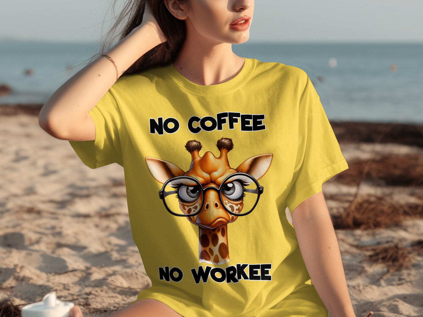 No Coffee No Workee Funny Giraffe T-Shirt
