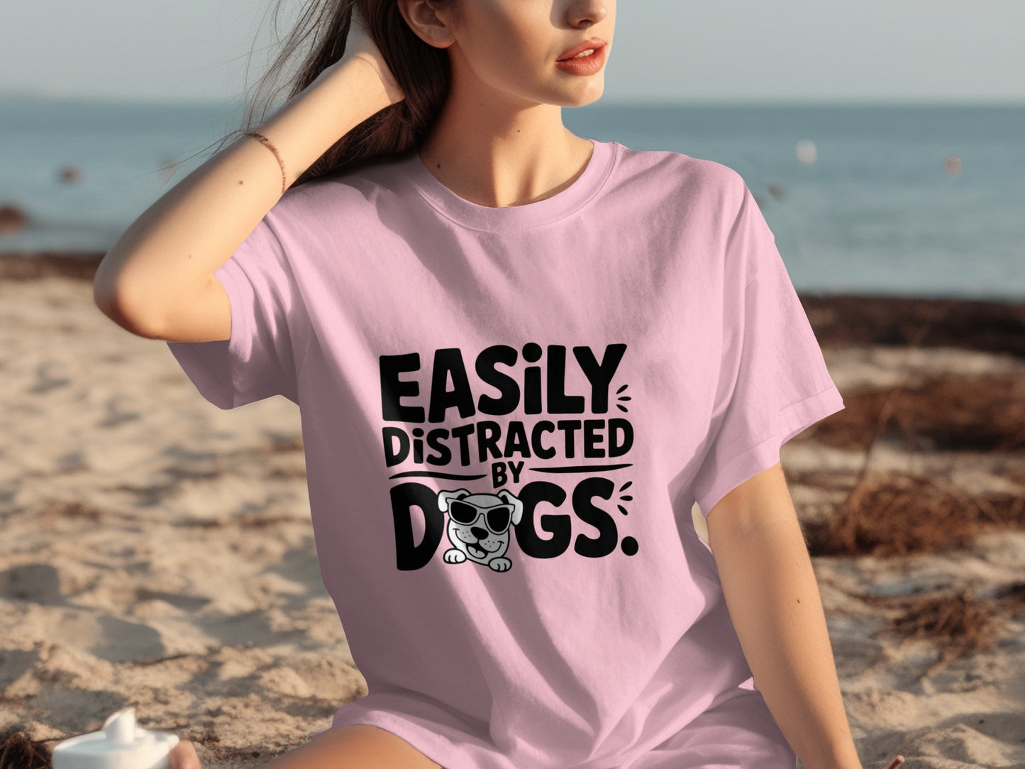 Easily Distracted by Dogs Funny Graphic T-Shirt