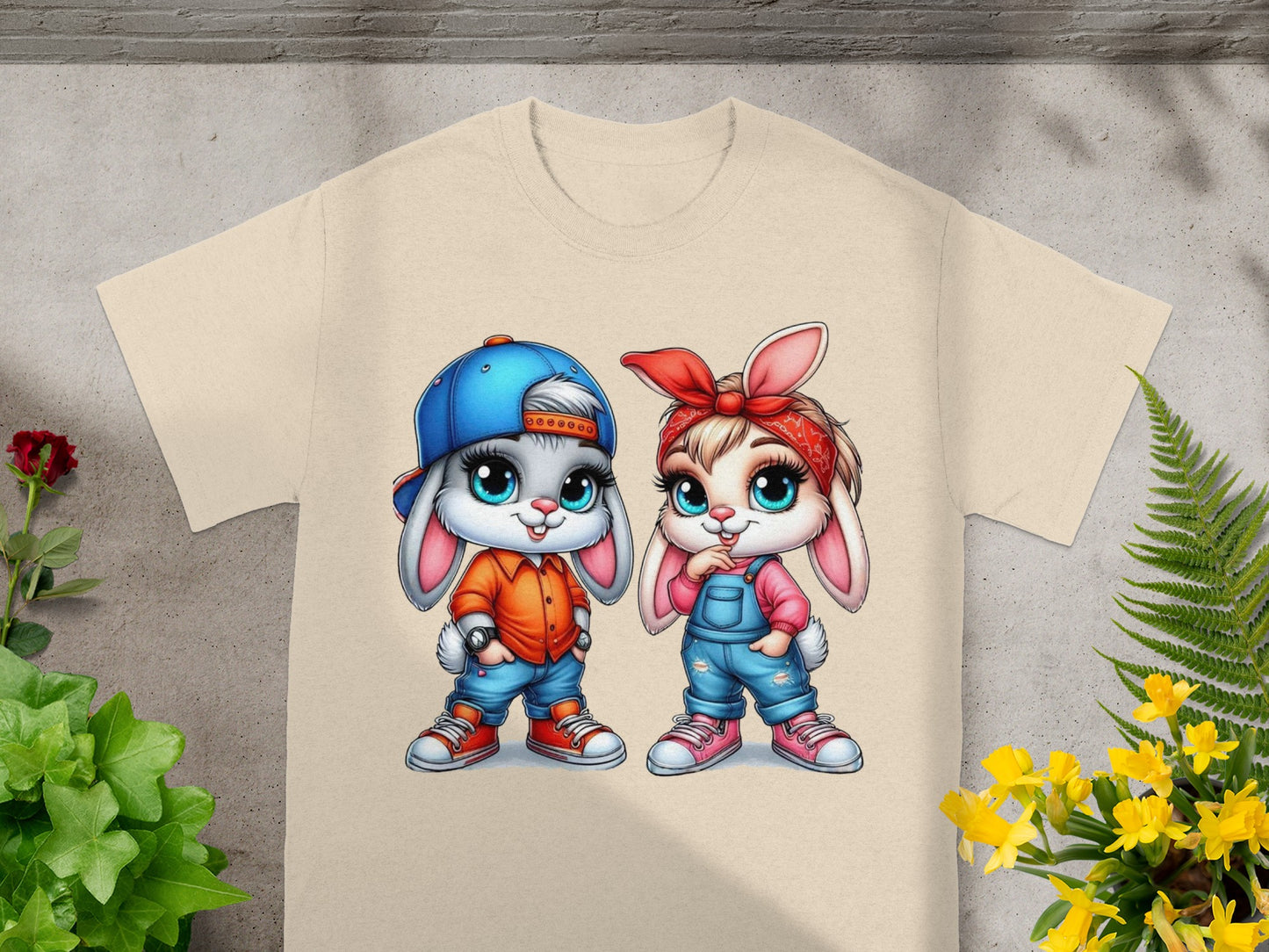 Playful Street Style Bunny Duo T-Shirt