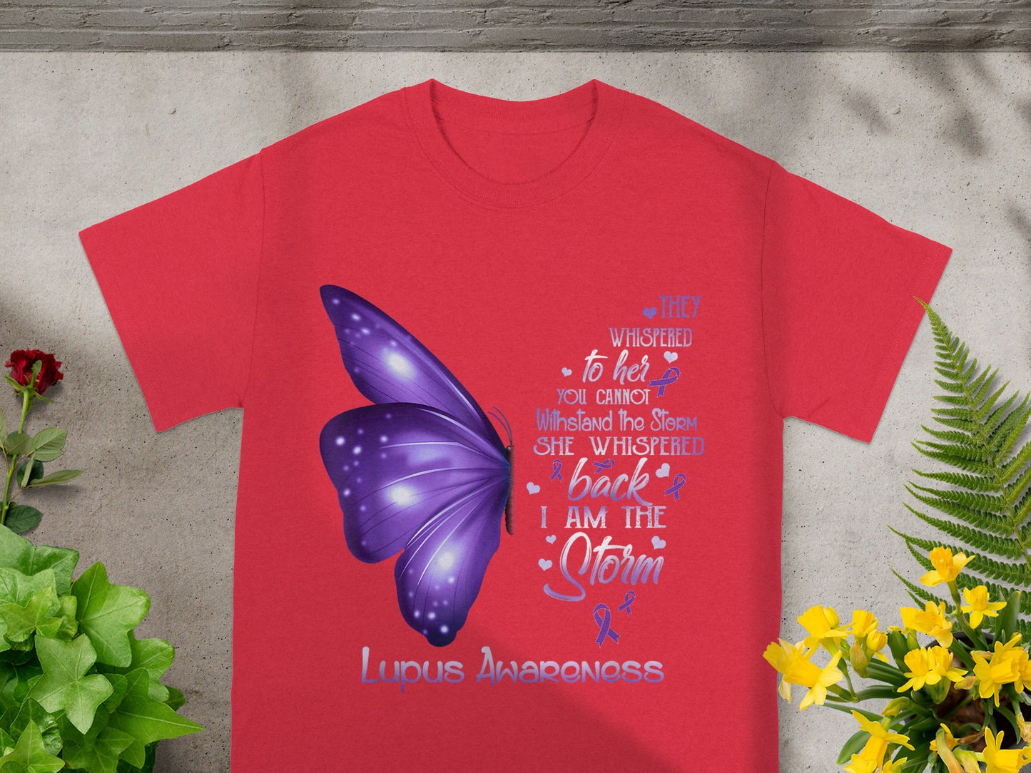 Lupus Awareness Butterfly Design Red T-Shirt