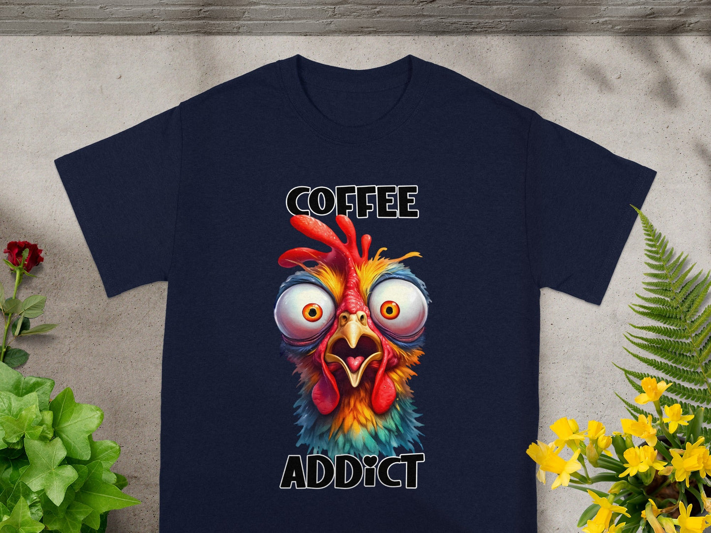 Funny Coffee Addict Crazy Chicken T-shirt for Coffee Lovers