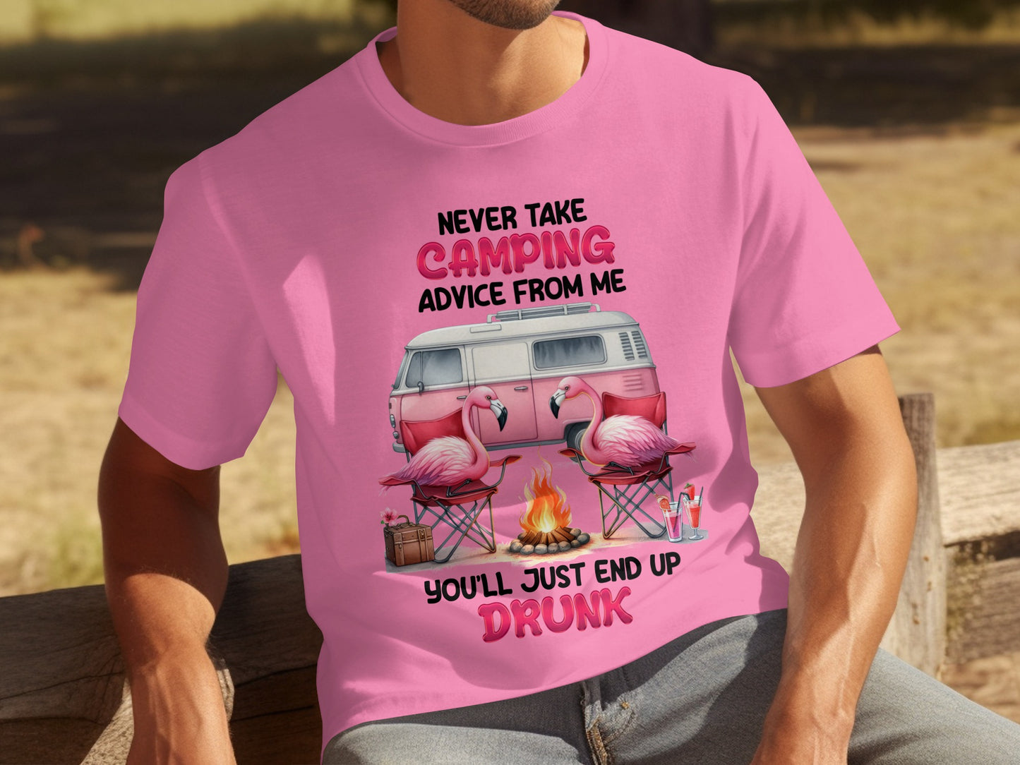 Never Take Camping Advice From Me Flamingo Shirt
