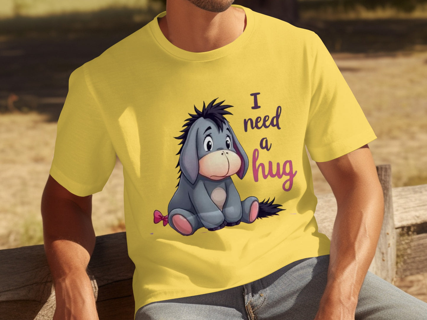 I Need a Hug Eeyore Graphic Print Apparel