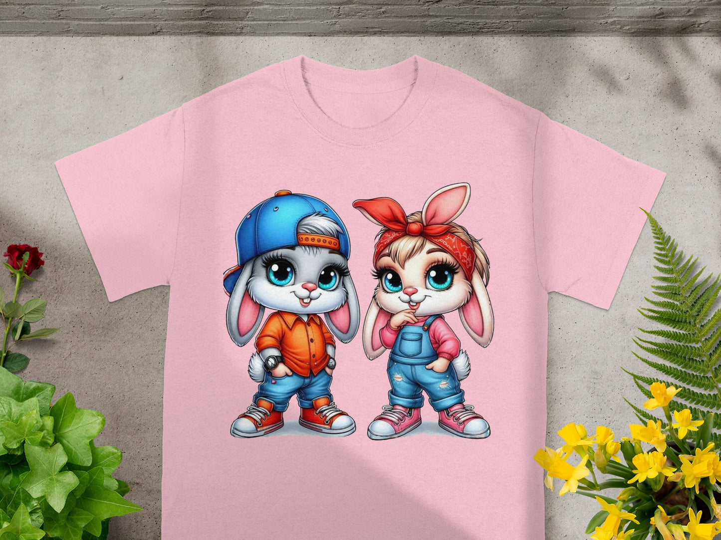 Playful Street Style Bunny Duo T-Shirt