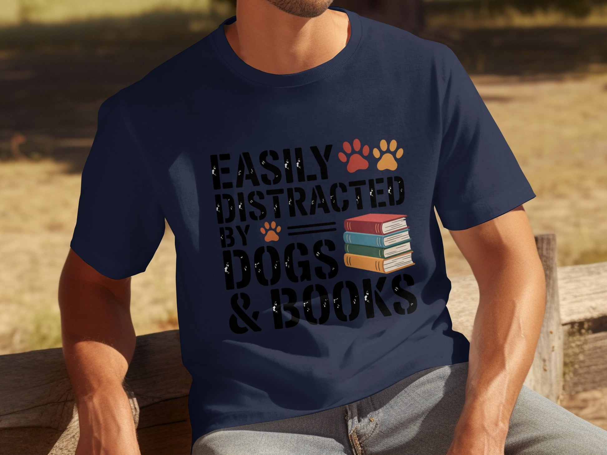 Easily Distracted By Dogs and Books T-shirt
