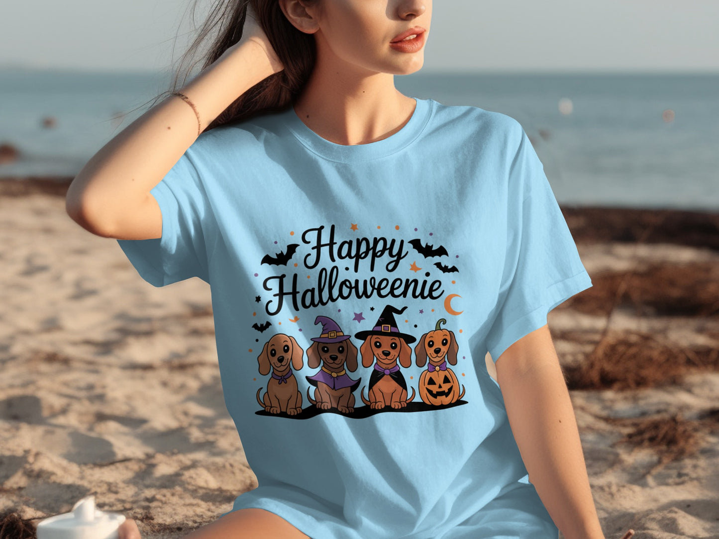 Happy Halloweenie Cute Dog Halloween Graphic T-shirt