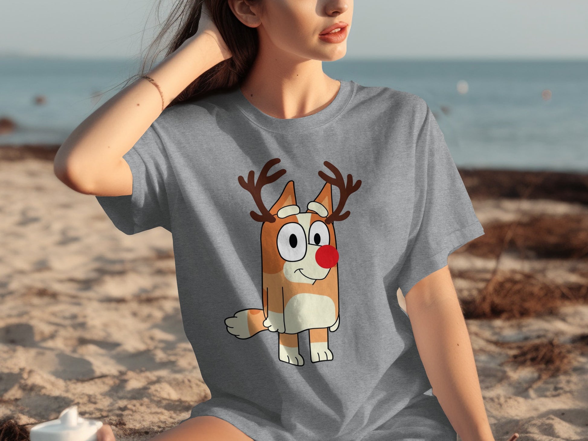 Cute Cartoon Reindeer Graphic Design T-shirt