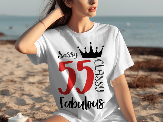 Sassy Classy Fabulous 55 Birthday Celebration Tee