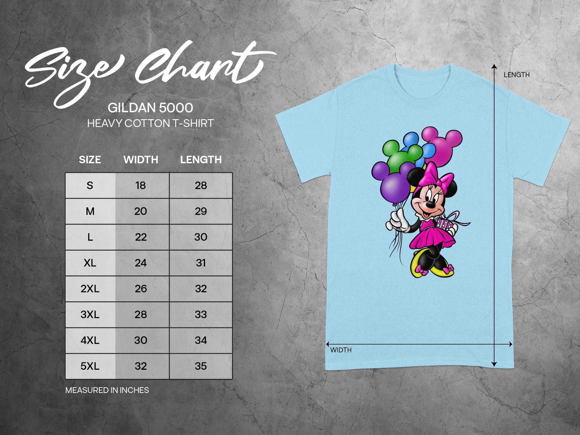 Minnie Mouse Birthday Balloons GILDAN 5000 T-SHIRT product type