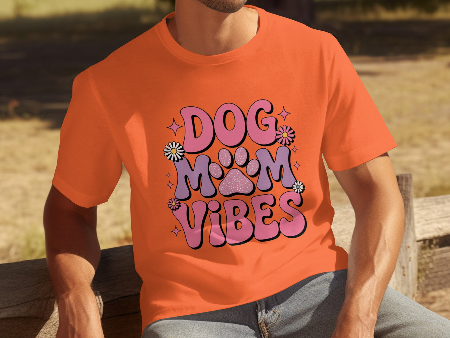 Dog Mom Vibes Floral Graphics Tee for Pet Lovers